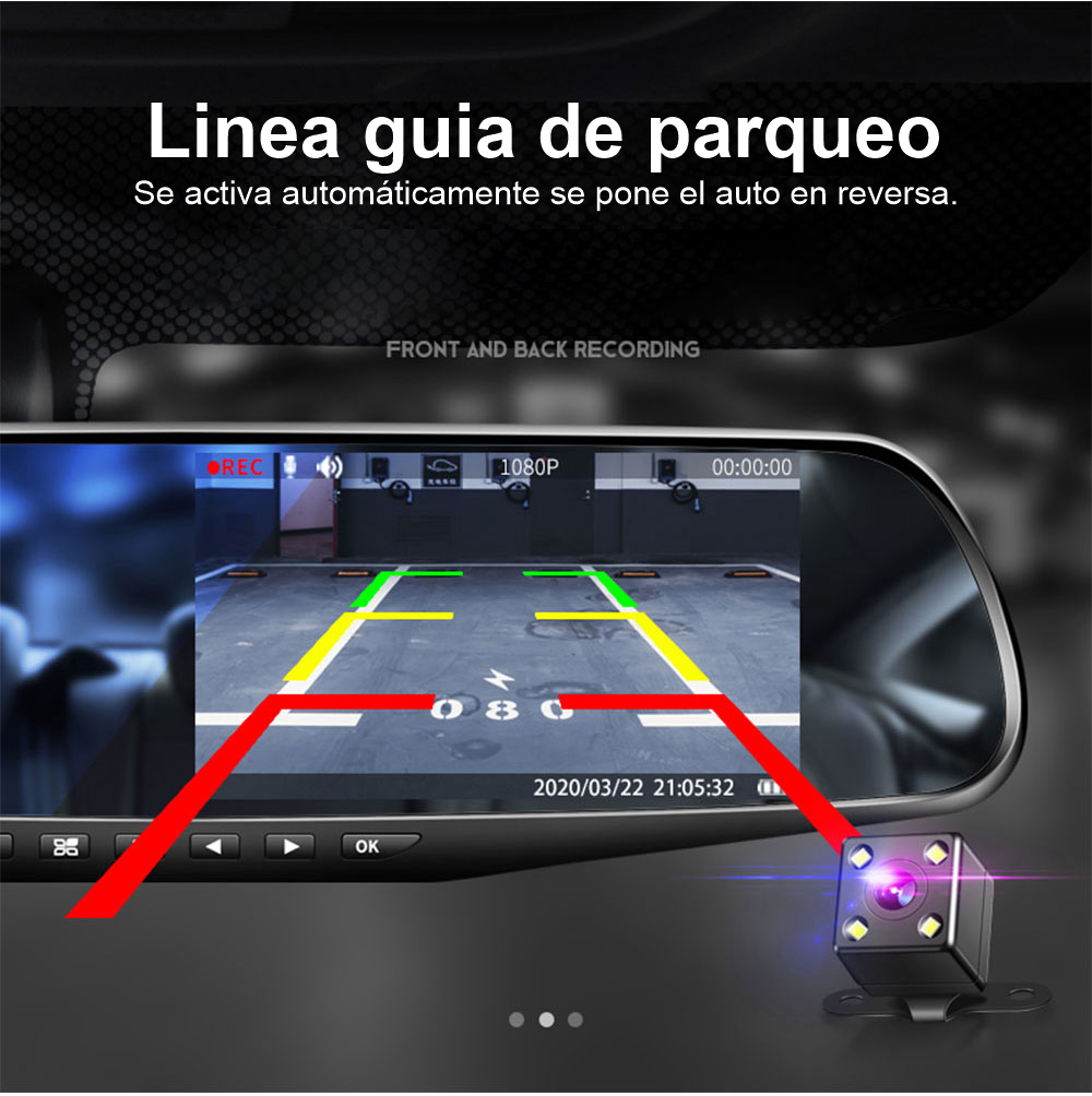 GEARFORCE™ | Espejo Retrovisor Con Cámara Dual Para Carro DVR