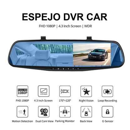 GEARFORCE™ | Espejo Retrovisor Con Cámara Dual Para Carro DVR